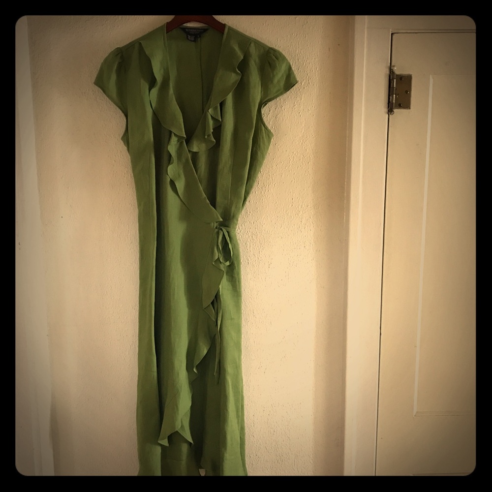 Green Linen Wrap Dress by The J. Peterman Company